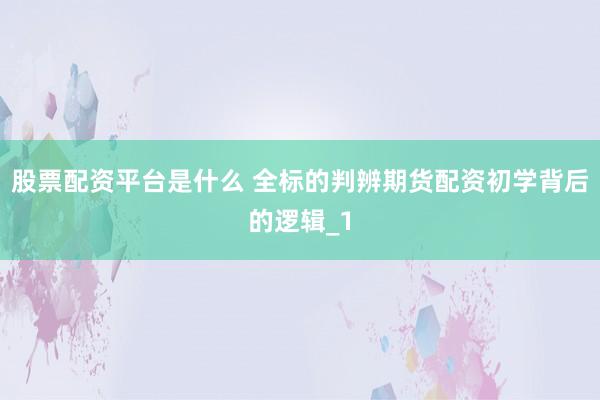 股票配资平台是什么 全标的判辨期货配资初学背后的逻辑_1